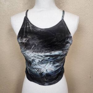 Pins and Needles Gray Crushed Velvet Cropped Tank Top Medium (5070)